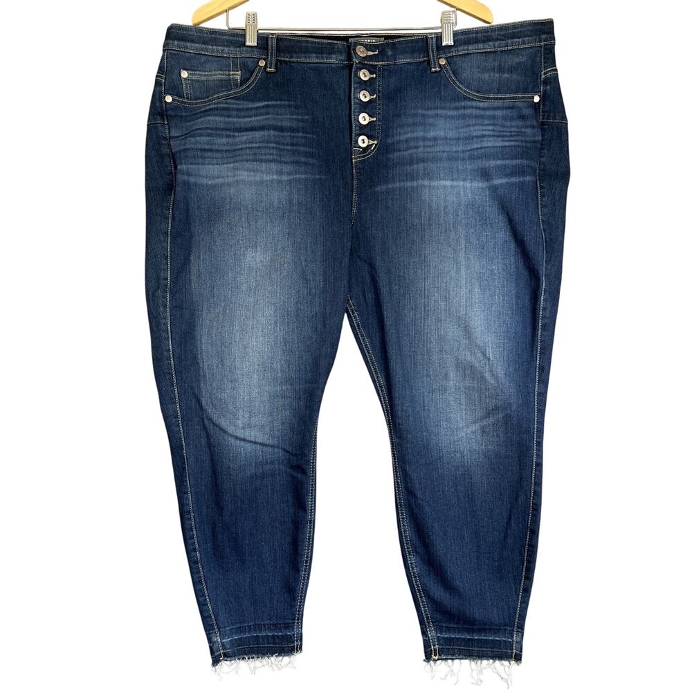 Torrid Jeans 26S Blue Bombshell Skinny Crop 23" Inseam Raw Hem Stretch Denim